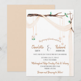 Romantische Zweigstelle mit Drape und Mason Jar Li Einladung