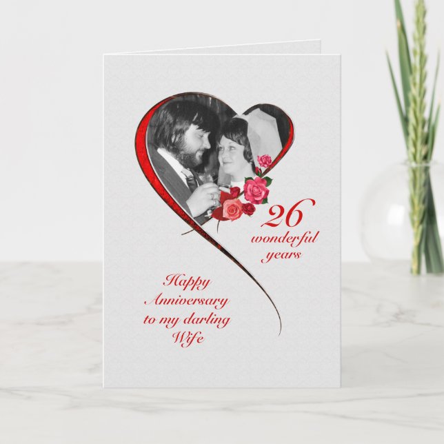 Romantischer 26. Hochzeitstag für Ehefrau Karte (Vorderseite)