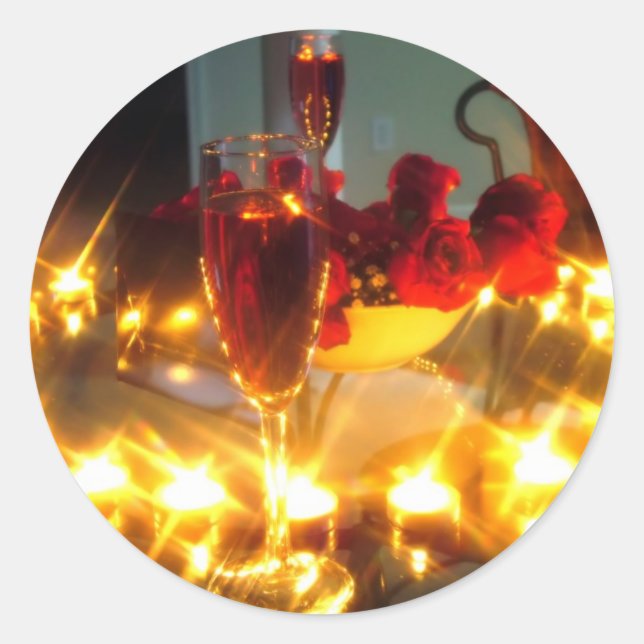Romantischer Abend Runder Aufkleber (Vorderseite)