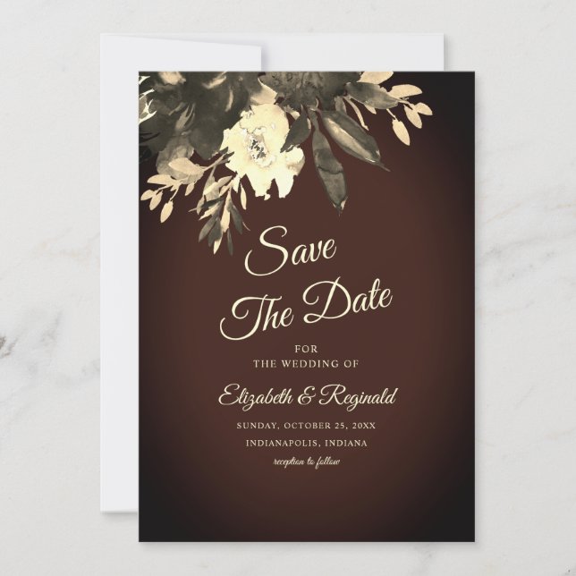 Romantischer, alternder brauner Fall Save the Date (Vorderseite)