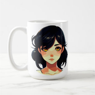 Romantischer Anime-Traum: Blütenhaarige Schönheit Kaffeetasse