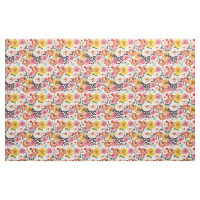 Romantischer Aquarell-Garten mit Blumen Stoff (Fat Quarter (45,7 x 55,9 cm))