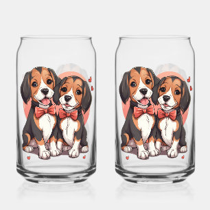 Romantischer Beagle Welpe Liebe Illustration Dosenglas