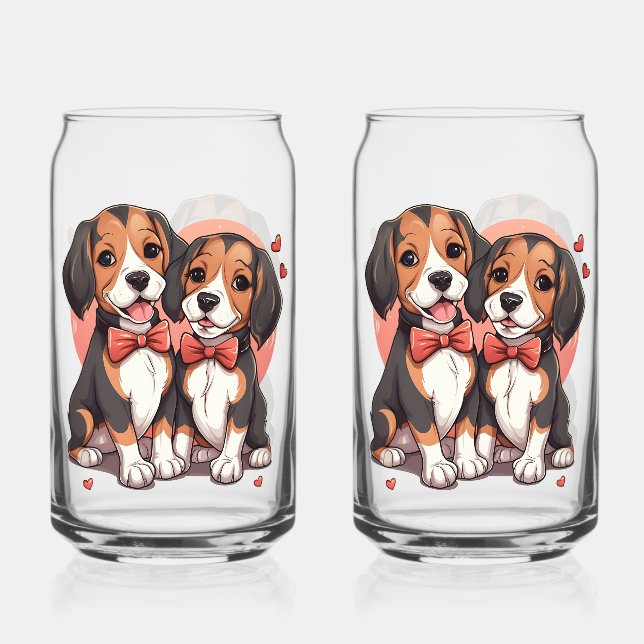 Romantischer Beagle Welpe Liebe Illustration Dosenglas (Vorderseite)