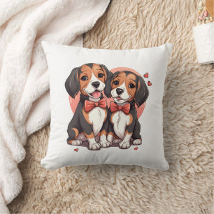 Romantischer Beagle Welpe Liebe Illustration Kissen