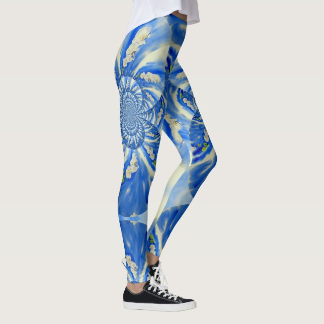 Romantischer, blauer Himmel und weiße Orchideen Leggings (Rechts)