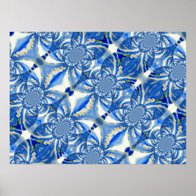 Romantischer, blauer Himmel und weiße Orchideen Poster (Vorne)