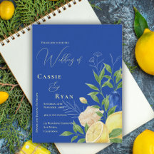 Romantischer Blauer Lemon Hochzeit Einladung