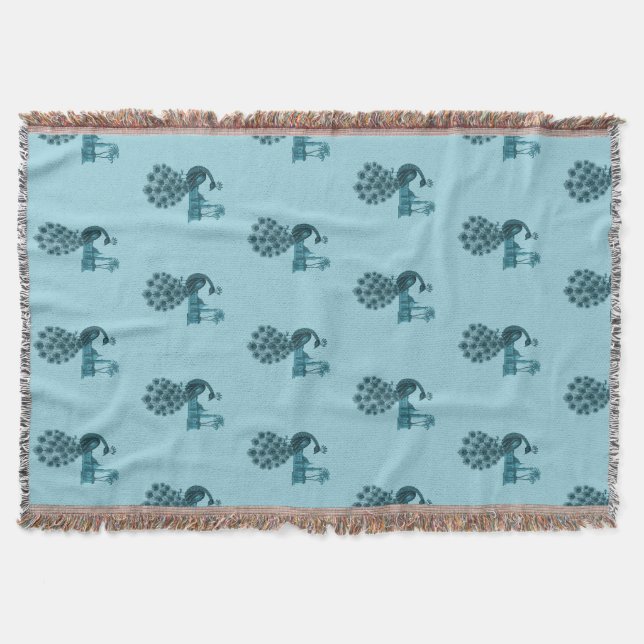 Romantischer blauer Pfau Decke (Vorderseite)