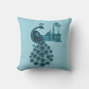 Romantischer blauer Pfau Kissen