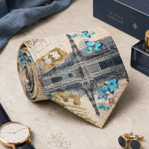 romantischer blauer Schmetterling französisch Pari Krawatte