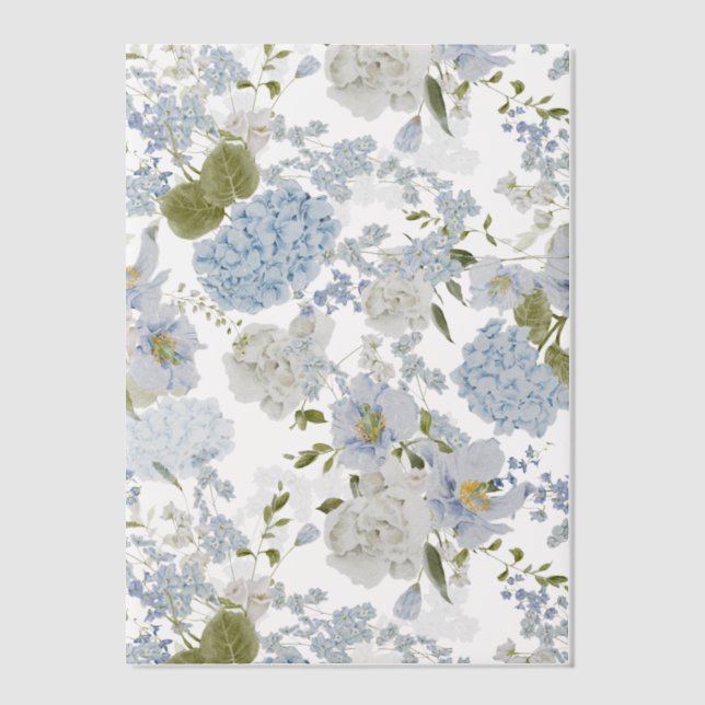 Romantischer Blue Floral Hydrangea Allover Print (Vorderseite)