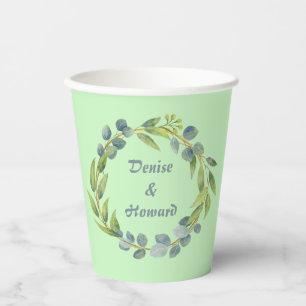 Romantischer Blumenstrauß Leafy Grüner Kranz Pappbecher