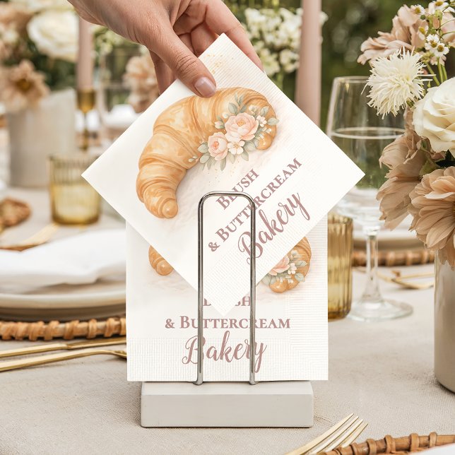 Romantischer Blush-Croissant-Bäckereibetrieb Serviette (Von Creator hochgeladen)