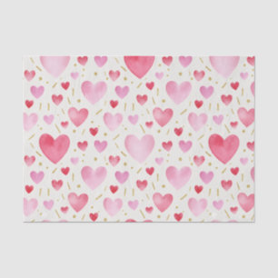 Romantischer Blush & Karmesin-Wasserfarben-Herzen Seidenpapier