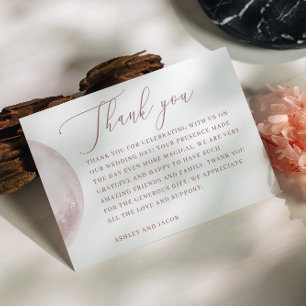 Romantischer Blush-Mond   Himmlische Hochzeit in S Dankeskarte
