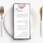 Romantischer Blush Moon | Celestial Wedding Dinner Menükarte<br><div class="desc">Mit dieser romantischen Dinner-Karte stärken Sie sich bei der Hochzeitsfeier mit einem delikaten blauen Mond und eleganter Schrift-Typografie. Ideal für Hochzeiten mit Hobby oder Hobby. Dieses Design verleiht Ihrem Tischdeck eine Touch von Mystik und Eleganz. Koordinieren Sie mit passenden Einladungen, RSVP-Karten und Beschriftungen, um eine kohärente und personalisierte Hochzeitssuite zu...</div>
