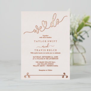 Romantischer Blush- und Roségold-Folien-"Wir heira Folieneinladung