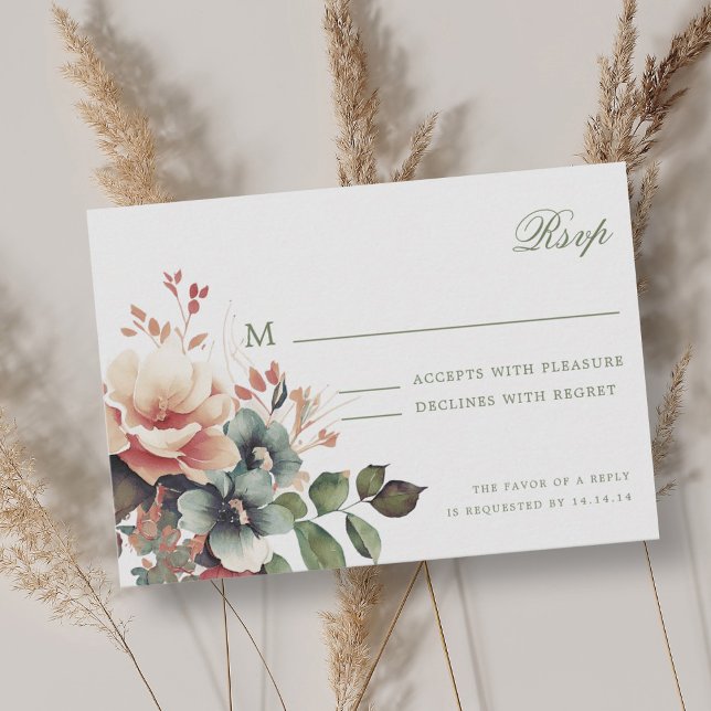 Romantischer Boho Herbst Herbstwochenende RSVP Karte (Romantic Boho Fall Autumn Floral Wedding RSVP )