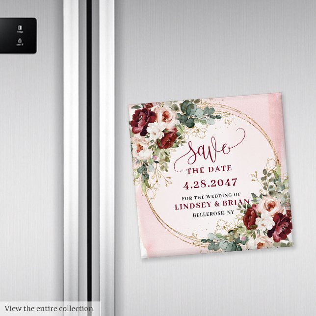 Romantischer Boho Marsala Roségold Blumenmagnet Magnet (Romantic Boho Marsala Blush Gold Floral Magnet

)