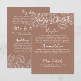 Romantischer Boho Mocha Mousse Blumenzettel Begleitkarte