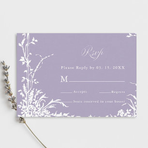 Romantischer botanischer Garten Lavendel-Hochzeit RSVP Karte