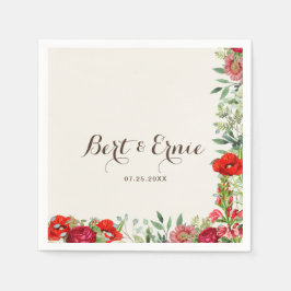 Romantischer Botanischer Hochzeitscocktail Serviette