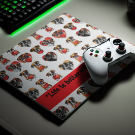 Romantischer Boxerhund und Wasserfarben des Herzen Mousepad