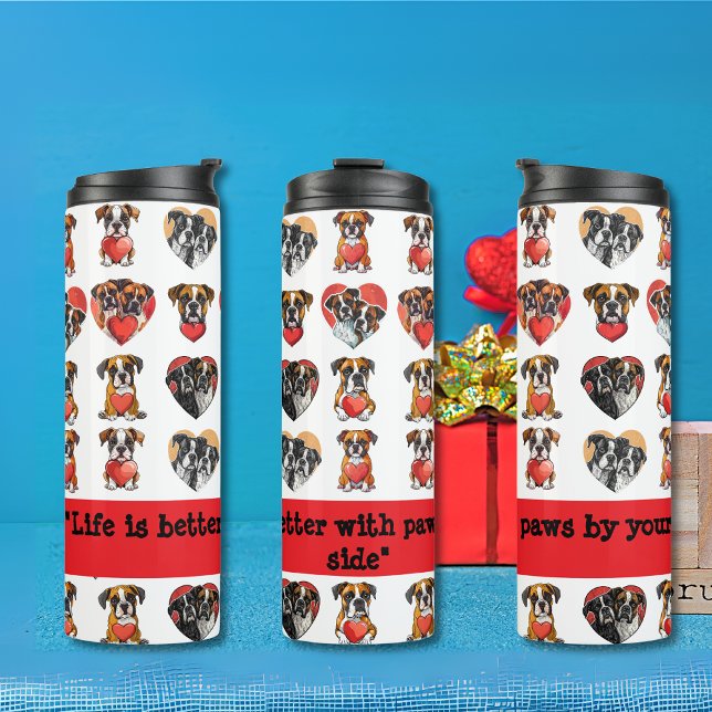 Romantischer Boxerhund und Wasserfarben des Herzen Thermosbecher (Romantic Boxer Dog and Heart Watercolor Thermal Tumbler)