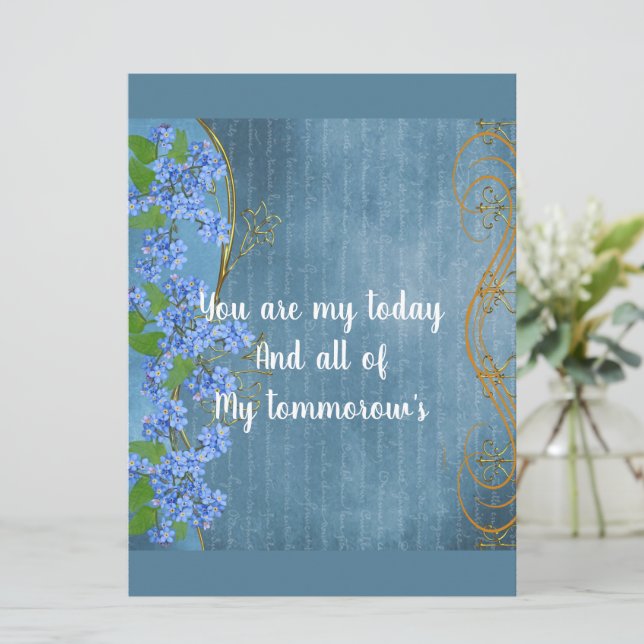 Romantischer Boyfriend Aquamarin Blue Floral Valen (Stehend Vorderseite)