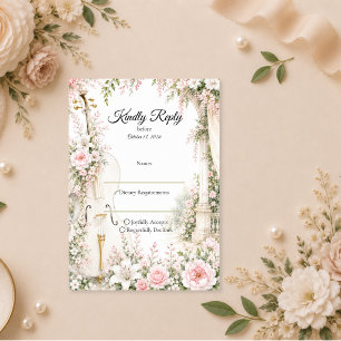Romantischer Cello-Garten Serenity Hochzeit RSVP Karte