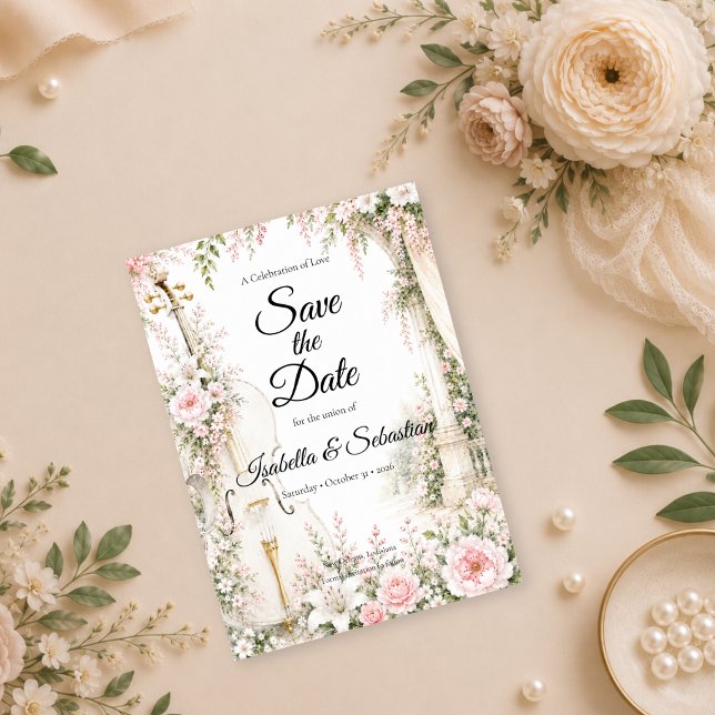 Romantischer Cello-Garten Serenity Hochzeit Save The Date (Von Creator hochgeladen)