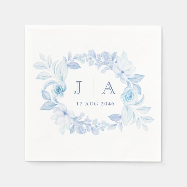 Romantischer Chic Classic Blumenhochzeit Napkin Serviette (Vorderseite)