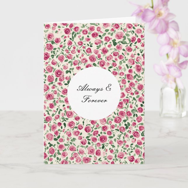 Romantischer Chic Pink Roses Floral Forever Love Karte (Orchidee)
