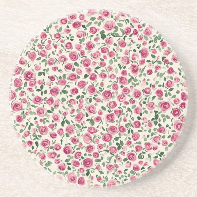 Romantischer Chic Pink Roses Floral Getränkeuntersetzer (Vorne)