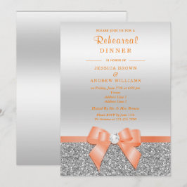 Romantischer Cora Bow, Silver Glitzer Probe Dinner Einladung