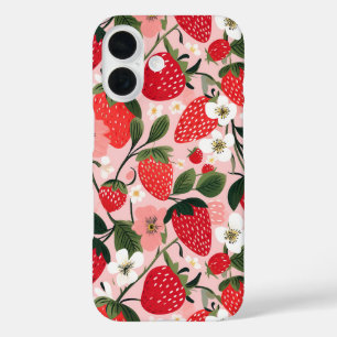 Romantischer Cotattecore Erdbeere Botanischer Gart iPhone 16 Hülle