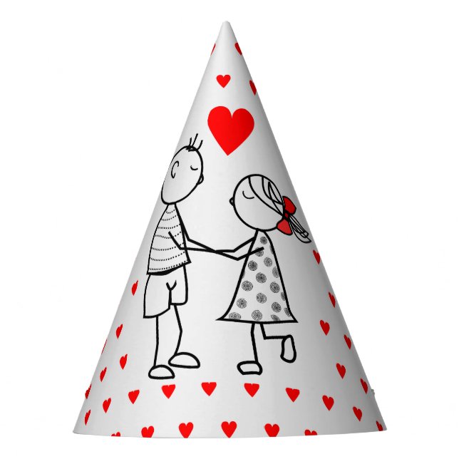 Romantischer Couple Party Hut mit Herz Partyhütchen (Vorderseite)
