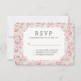 Romantischer Cream Pink Glitzer Blumenzange RSVP Karte