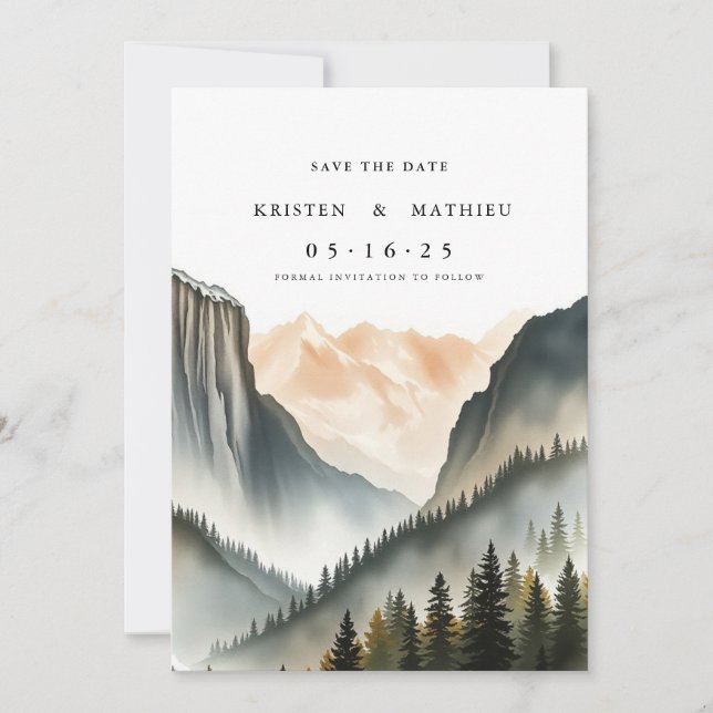 Romantischer Digitaler Berg Save The Date (Vorderseite)