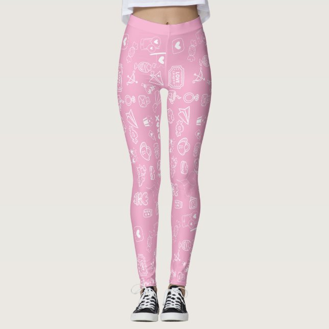 Romantischer Doodle Leggings (Vorderseite)