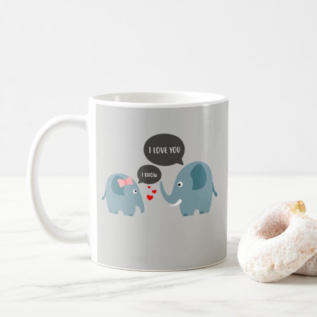 Romantischer Elefant: I Liebe Sie, weiß ich Kaffeetasse (Mit Donut)