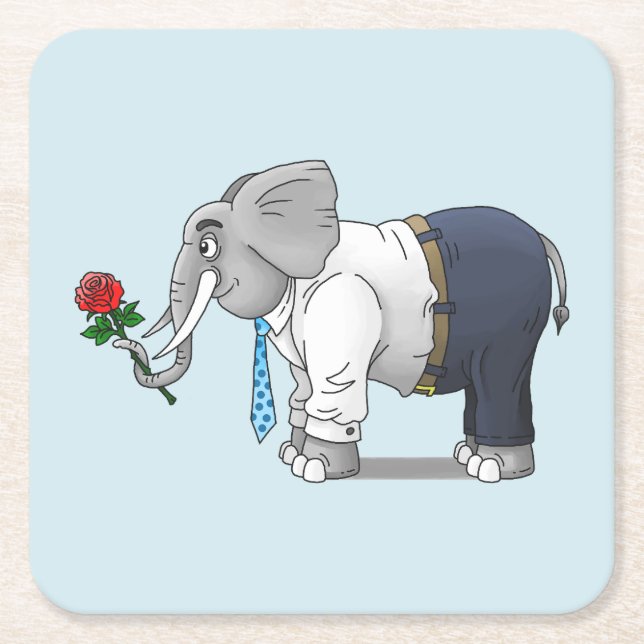 Romantischer ElefantenValentinstag Rechteckiger Pappuntersetzer (Vorderseite)