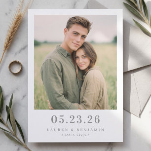 Romantischer Erdiger Minimalistischer Foto Save The Date