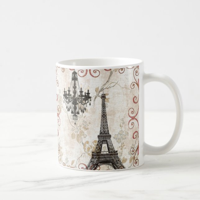 Romantischer Fall-Herbst verlässt Turm Paris Kaffeetasse (Rechts)