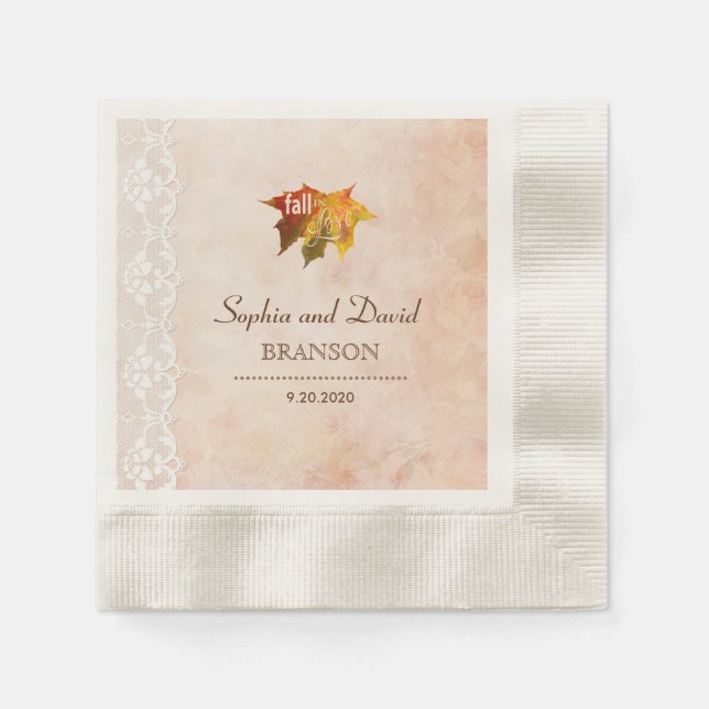 Romantischer Fall in der Liebe Hochzeit Serviette (Vorderseite)