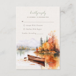 Romantischer Fallsee mit Schiff Wedding RSVP Card Begleitkarte