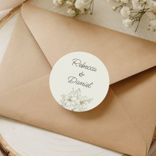 Romantischer floraler Hochzeitsumschlag-Versiegelu Runder Aufkleber