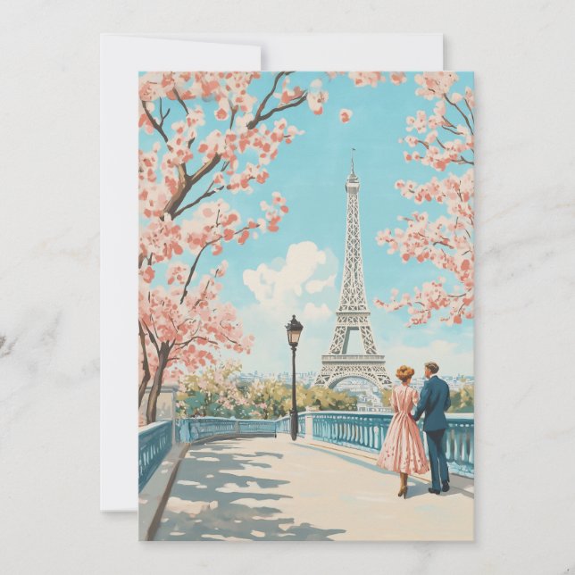 Romantischer Frühling in Paris Karte (Vorderseite)