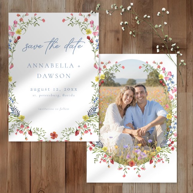Romantischer Frühlings-Wildblumengarten-Hochzeitsf Save The Date (Von Creator hochgeladen)